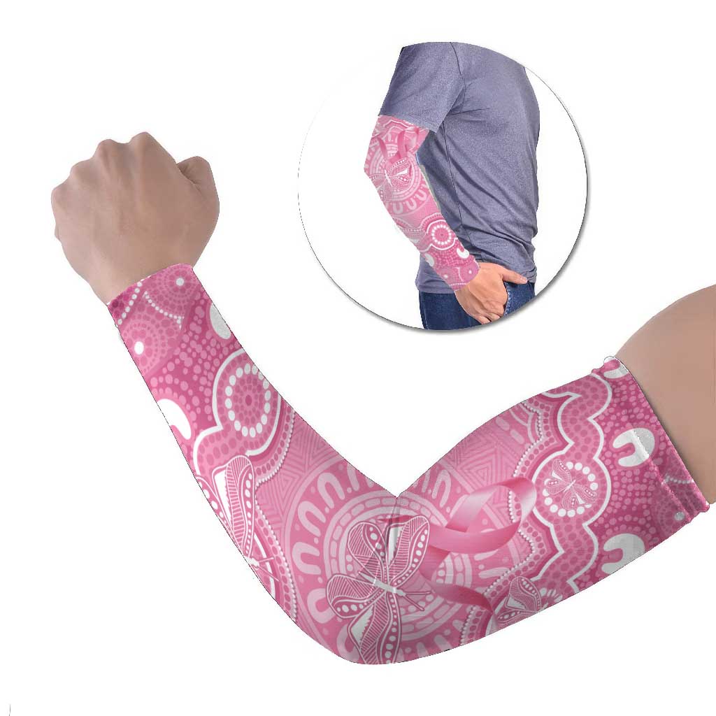 Australia Indigenous Arm Sleeves Pink Ribbon Breast Cancer Butterfly Aboriginal - Aussie Hoodie