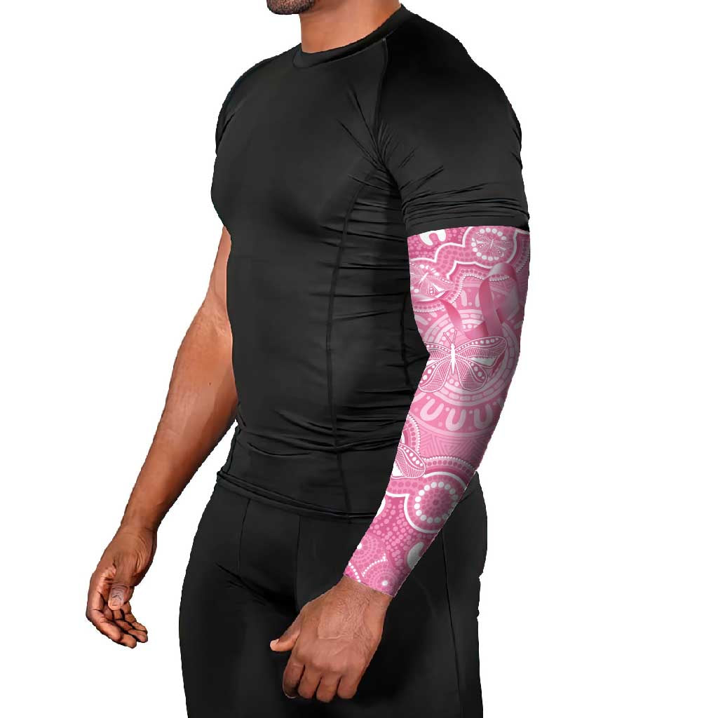 Australia Indigenous Arm Sleeves Pink Ribbon Breast Cancer Butterfly Aboriginal - Aussie Hoodie