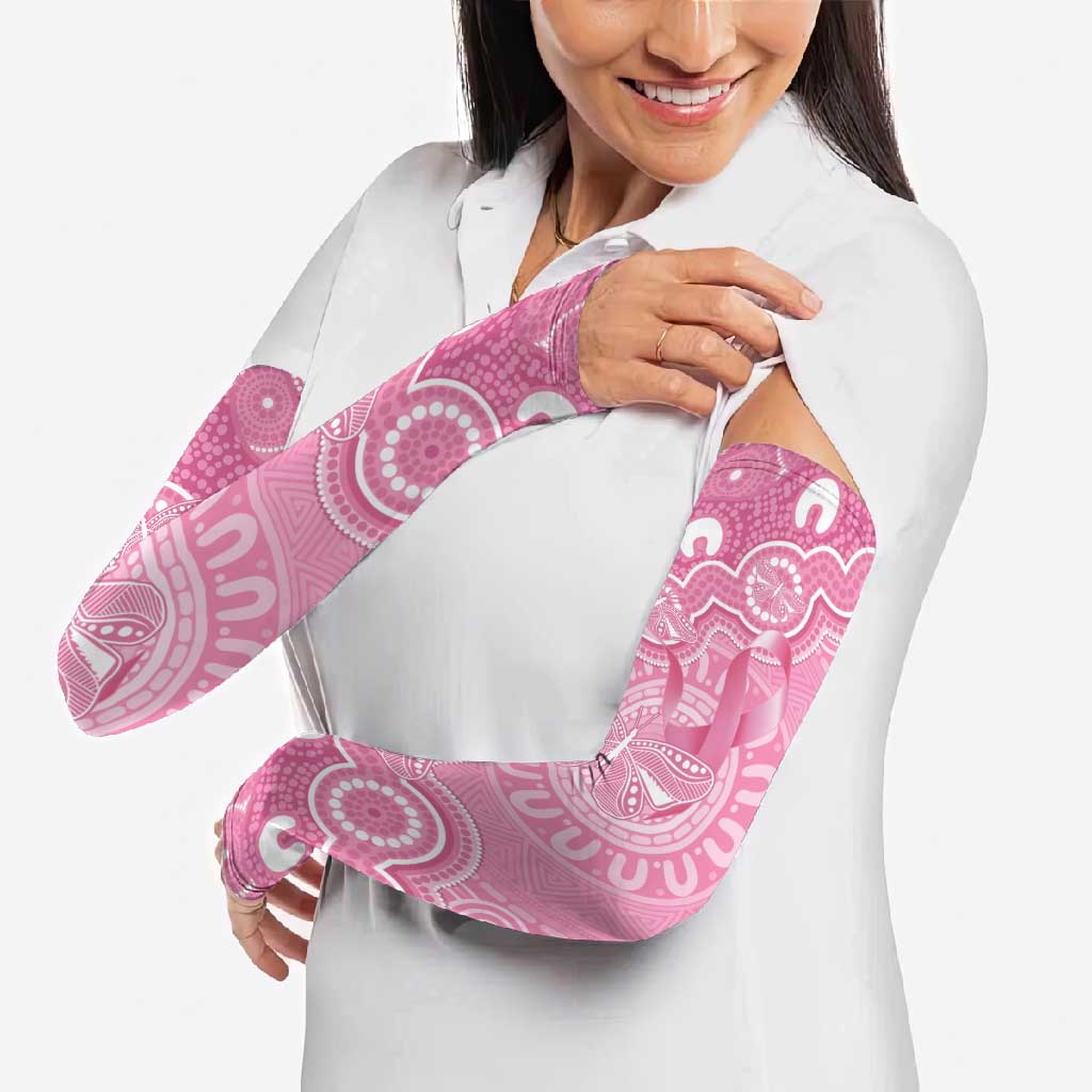 Australia Indigenous Arm Sleeves Pink Ribbon Breast Cancer Butterfly Aboriginal - Aussie Hoodie