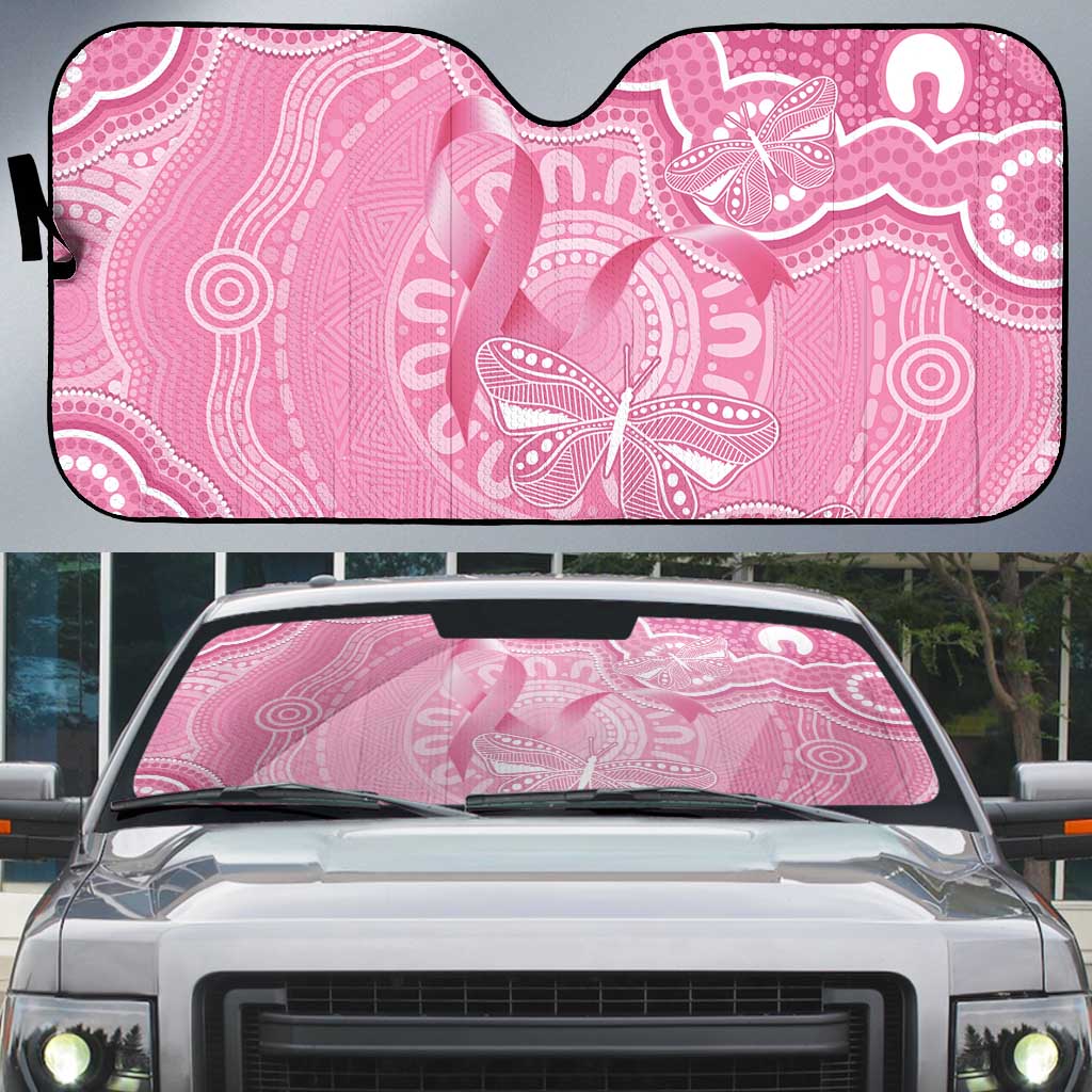 Australia Indigenous Auto Sun Shade Pink Ribbon Breast Cancer Butterfly Aboriginal - Aussie Hoodie