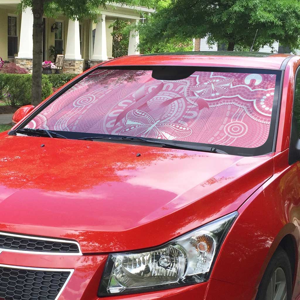 Australia Indigenous Auto Sun Shade Pink Ribbon Breast Cancer Butterfly Aboriginal - Aussie Hoodie