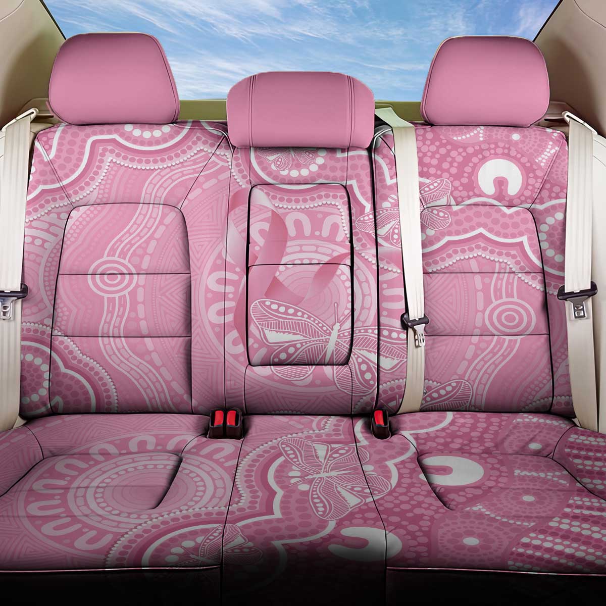 Australia Indigenous Back Car Seat Cover Pink Ribbon Breast Cancer Butterfly Aboriginal - Aussie Hoodie