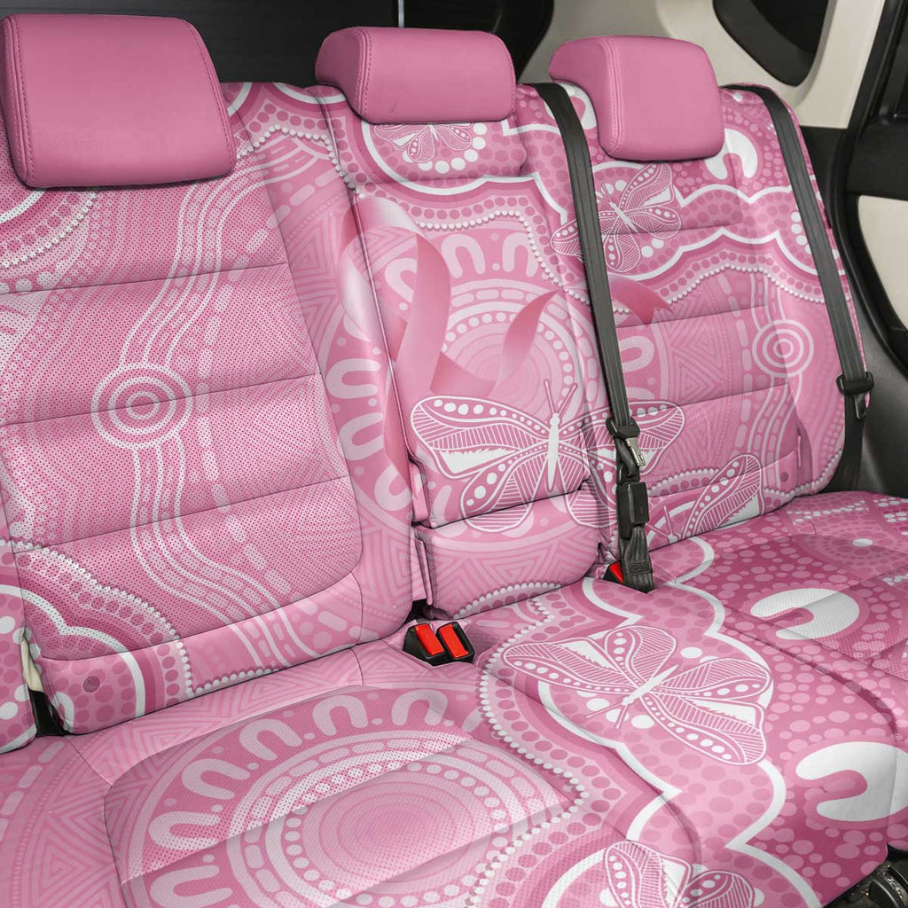 Australia Indigenous Back Car Seat Cover Pink Ribbon Breast Cancer Butterfly Aboriginal - Aussie Hoodie