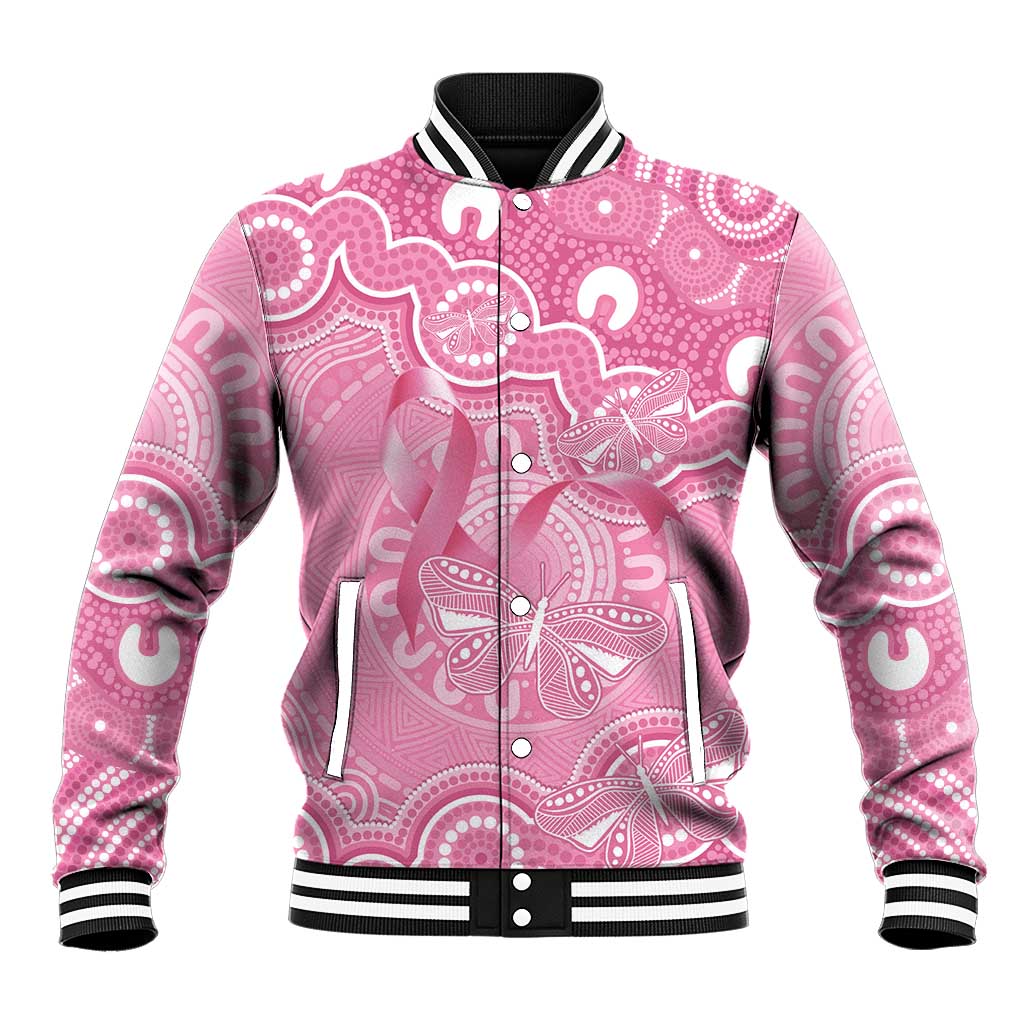 Australia Indigenous Baseball Jacket Pink Ribbon Breast Cancer Butterfly Aboriginal - Aussie Hoodie