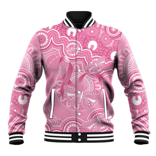 Australia Indigenous Baseball Jacket Pink Ribbon Breast Cancer Butterfly Aboriginal - Aussie Hoodie