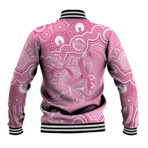 Australia Indigenous Baseball Jacket Pink Ribbon Breast Cancer Butterfly Aboriginal - Aussie Hoodie