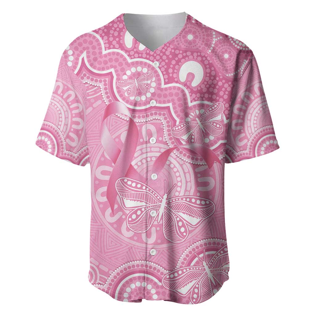 Australia Indigenous Baseball Jersey Pink Ribbon Breast Cancer Butterfly Aboriginal - Aussie Hoodie