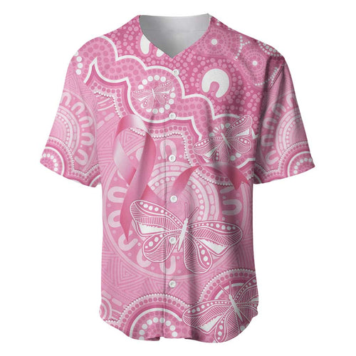 Australia Indigenous Baseball Jersey Pink Ribbon Breast Cancer Butterfly Aboriginal - Aussie Hoodie