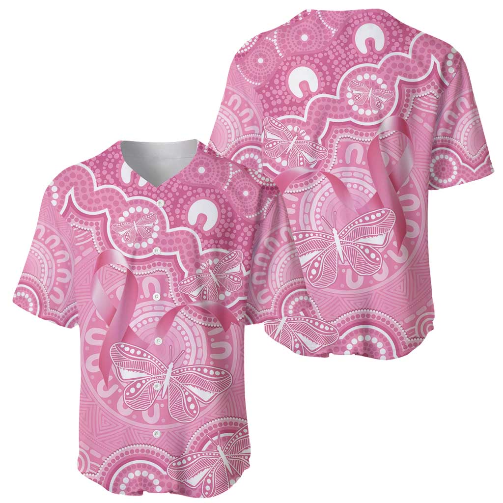 Australia Indigenous Baseball Jersey Pink Ribbon Breast Cancer Butterfly Aboriginal - Aussie Hoodie
