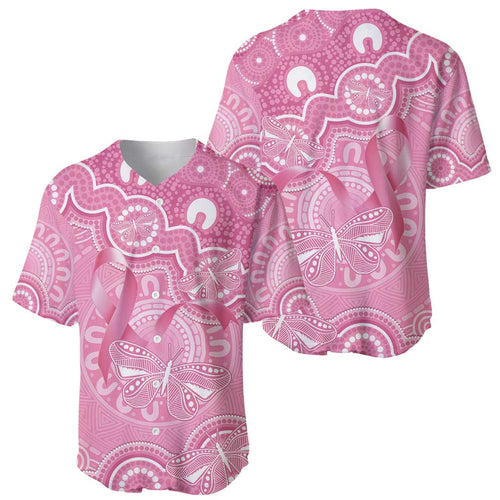 Australia Indigenous Baseball Jersey Pink Ribbon Breast Cancer Butterfly Aboriginal - Aussie Hoodie