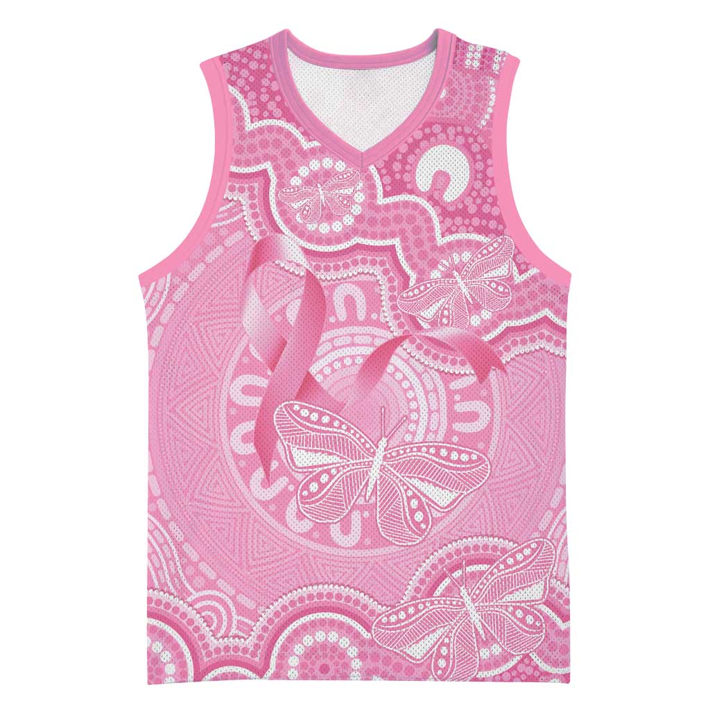Australia Indigenous Basketball Jersey Pink Ribbon Breast Cancer Butterfly Aboriginal - Aussie Hoodie