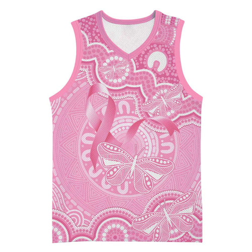 Australia Indigenous Basketball Jersey Pink Ribbon Breast Cancer Butterfly Aboriginal - Aussie Hoodie