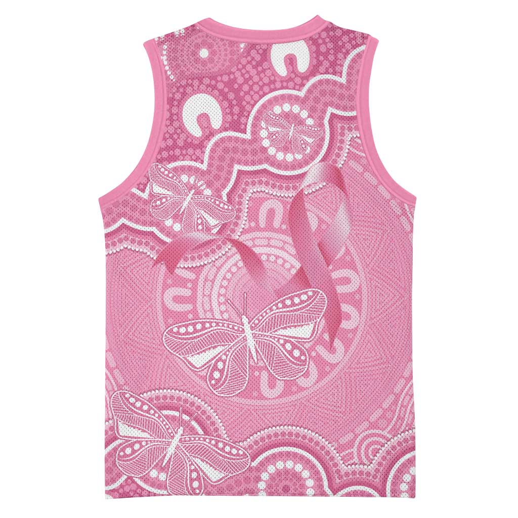 Australia Indigenous Basketball Jersey Pink Ribbon Breast Cancer Butterfly Aboriginal - Aussie Hoodie