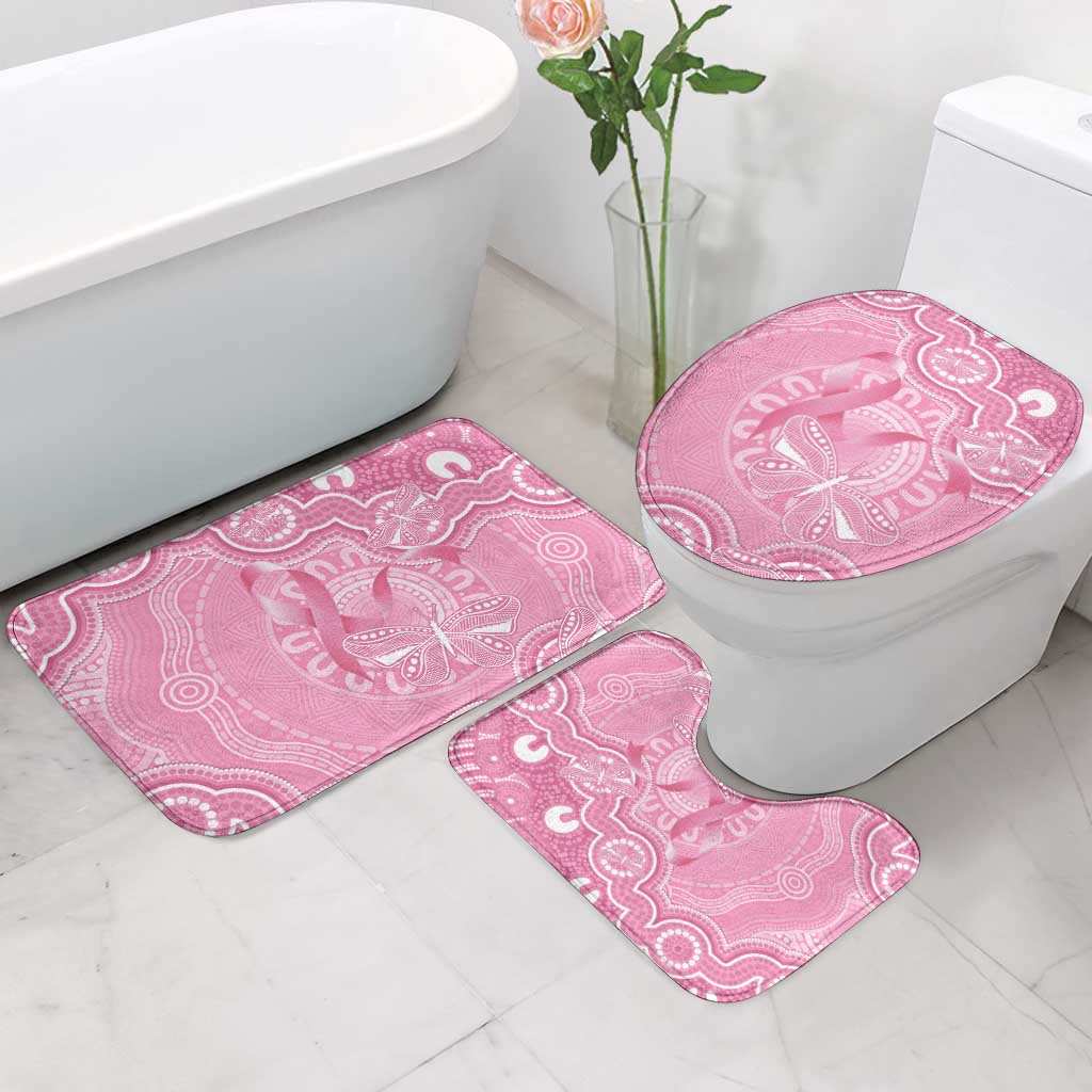Australia Indigenous Bathroom Set Pink Ribbon Breast Cancer Butterfly Aboriginal - Aussie Hoodie