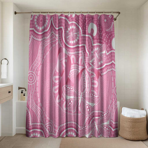 Australia Indigenous Bathroom Set Pink Ribbon Breast Cancer Butterfly Aboriginal - Aussie Hoodie
