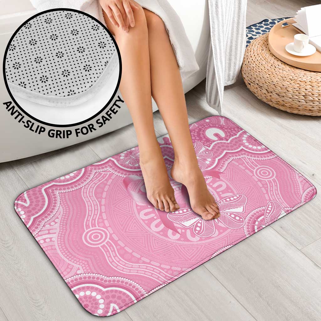 Australia Indigenous Bathroom Set Pink Ribbon Breast Cancer Butterfly Aboriginal - Aussie Hoodie
