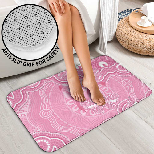 Australia Indigenous Bathroom Set Pink Ribbon Breast Cancer Butterfly Aboriginal - Aussie Hoodie