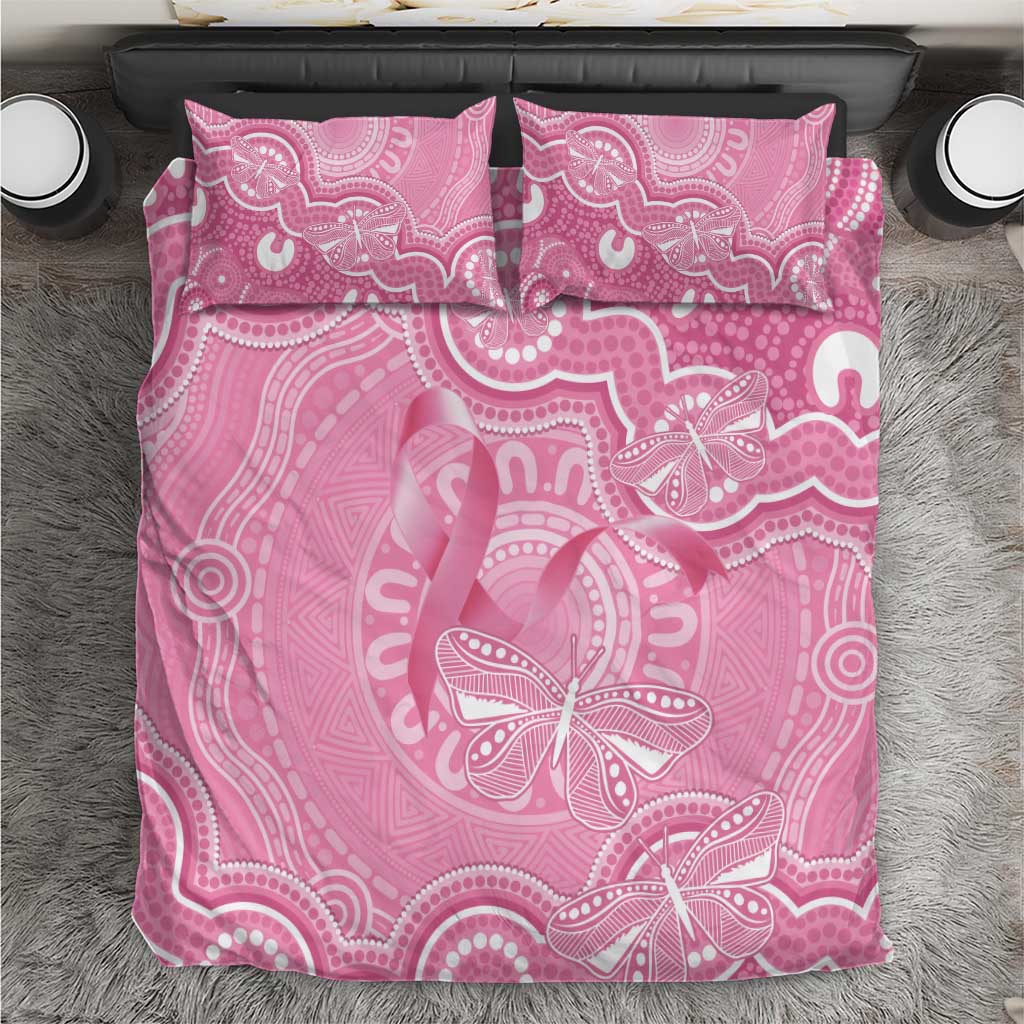 Australia Indigenous Bedding Set Pink Ribbon Breast Cancer Butterfly Aboriginal - Aussie Hoodie