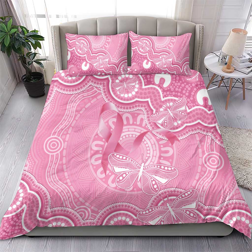 Australia Indigenous Bedding Set Pink Ribbon Breast Cancer Butterfly Aboriginal - Aussie Hoodie