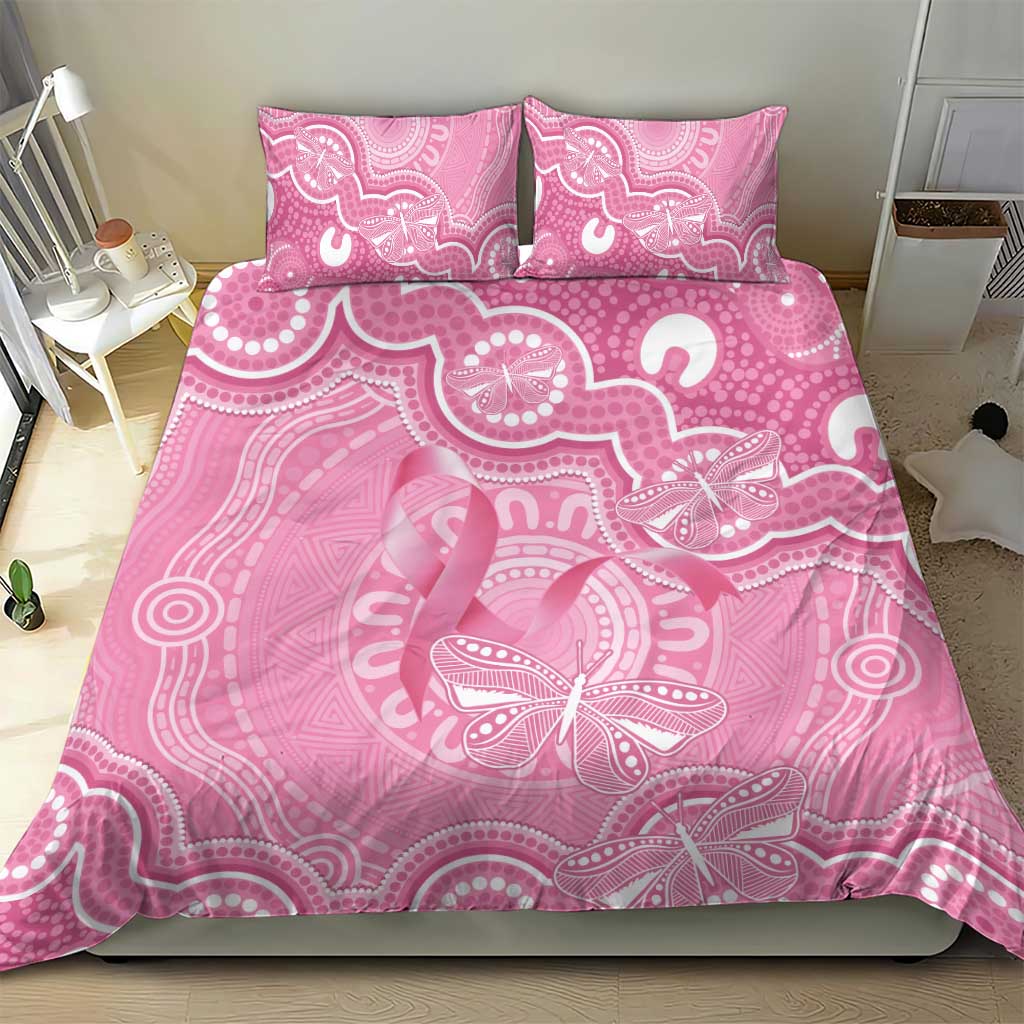 Australia Indigenous Bedding Set Pink Ribbon Breast Cancer Butterfly Aboriginal - Aussie Hoodie