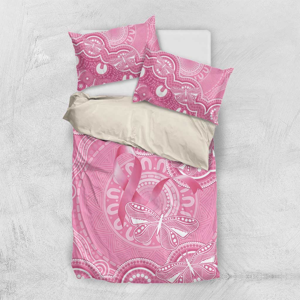 Australia Indigenous Bedding Set Pink Ribbon Breast Cancer Butterfly Aboriginal - Aussie Hoodie