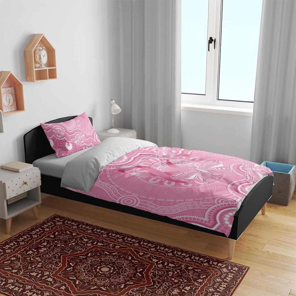 Australia Indigenous Bedding Set Pink Ribbon Breast Cancer Butterfly Aboriginal - Aussie Hoodie