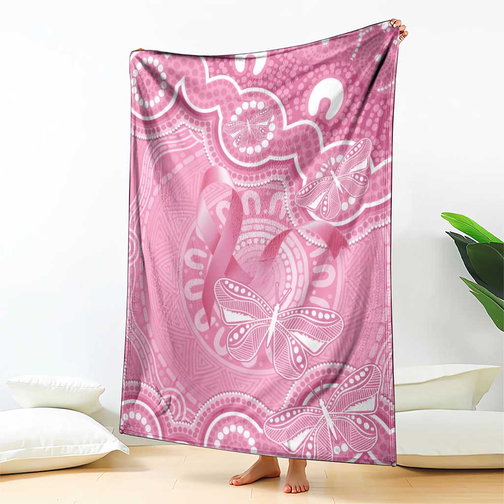 Australia Indigenous Blanket Pink Ribbon Breast Cancer Butterfly Aboriginal - Aussie Hoodie