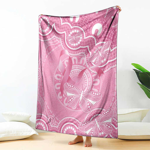 Australia Indigenous Blanket Pink Ribbon Breast Cancer Butterfly Aboriginal - Aussie Hoodie