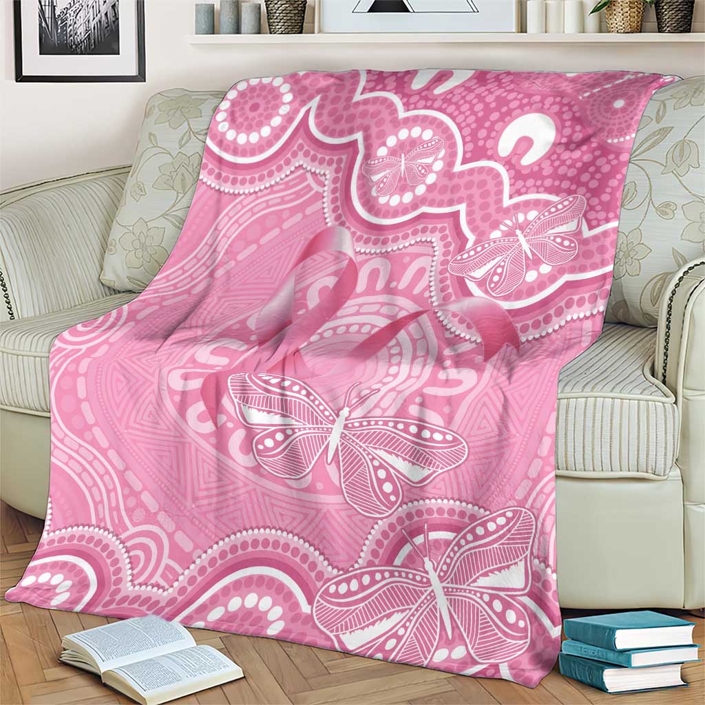 Australia Indigenous Blanket Pink Ribbon Breast Cancer Butterfly Aboriginal - Aussie Hoodie