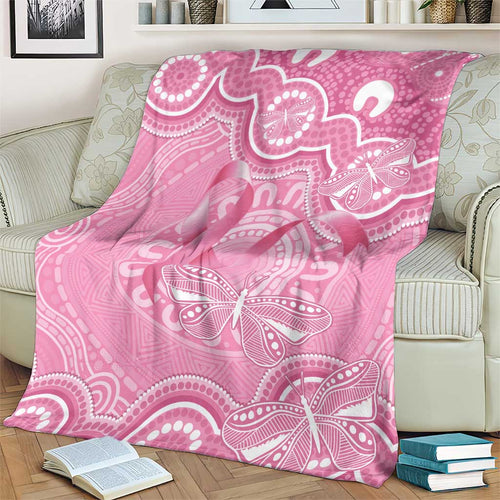 Australia Indigenous Blanket Pink Ribbon Breast Cancer Butterfly Aboriginal - Aussie Hoodie