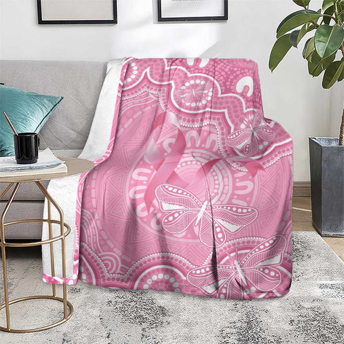Australia Indigenous Blanket Pink Ribbon Breast Cancer Butterfly Aboriginal - Aussie Hoodie