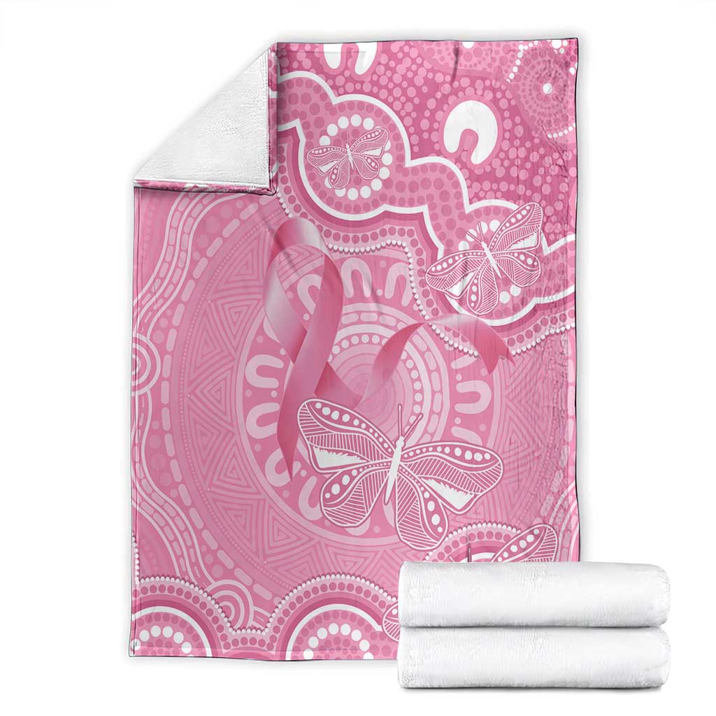 Australia Indigenous Blanket Pink Ribbon Breast Cancer Butterfly Aboriginal - Aussie Hoodie