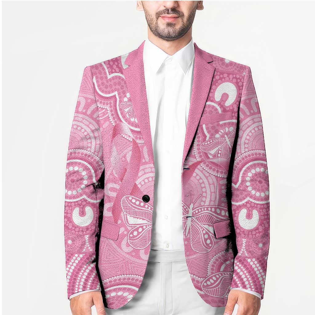 Australia Indigenous Blazer Pink Ribbon Breast Cancer Butterfly Aboriginal - Aussie Hoodie