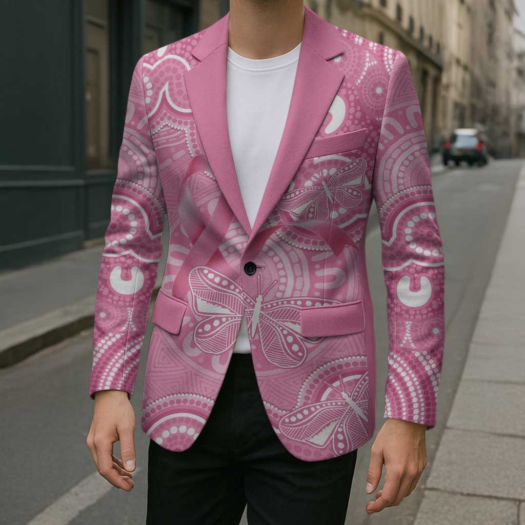 Australia Indigenous Blazer Pink Ribbon Breast Cancer Butterfly Aboriginal - Aussie Hoodie