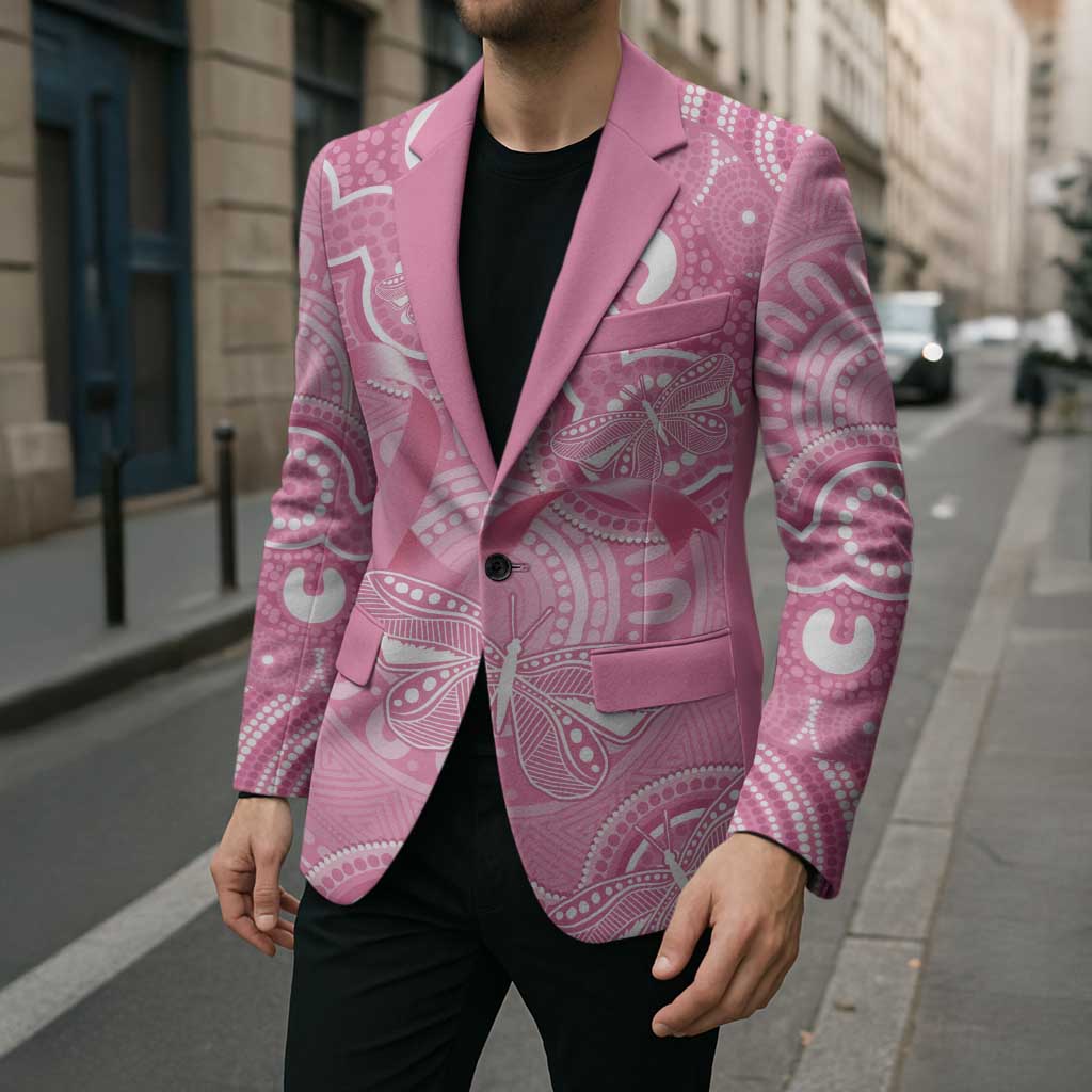 Australia Indigenous Blazer Pink Ribbon Breast Cancer Butterfly Aboriginal - Aussie Hoodie
