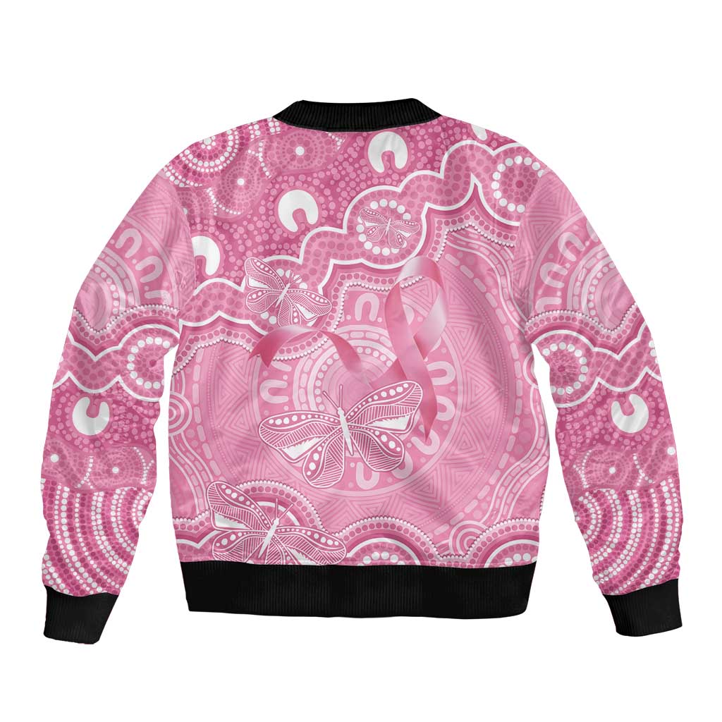 Australia Indigenous Bomber Jacket Pink Ribbon Breast Cancer Butterfly Aboriginal - Aussie Hoodie