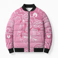 Australia Indigenous Bomber Puffer Jacket Pink Ribbon Breast Cancer Butterfly Aboriginal - Aussie Hoodie