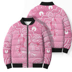 Australia Indigenous Bomber Puffer Jacket Pink Ribbon Breast Cancer Butterfly Aboriginal - Aussie Hoodie