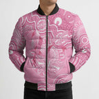 Australia Indigenous Bomber Puffer Jacket Pink Ribbon Breast Cancer Butterfly Aboriginal - Aussie Hoodie