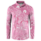 Australia Indigenous Button Sweatshirt Pink Ribbon Breast Cancer Butterfly Aboriginal - Aussie Hoodie
