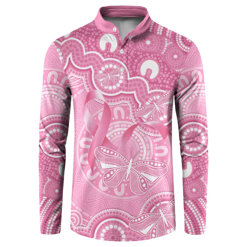 Australia Indigenous Button Sweatshirt Pink Ribbon Breast Cancer Butterfly Aboriginal - Aussie Hoodie