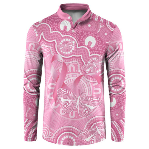 Australia Indigenous Button Sweatshirt Pink Ribbon Breast Cancer Butterfly Aboriginal - Aussie Hoodie