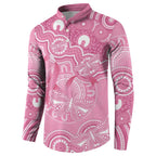 Australia Indigenous Button Sweatshirt Pink Ribbon Breast Cancer Butterfly Aboriginal - Aussie Hoodie