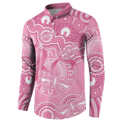 Australia Indigenous Button Sweatshirt Pink Ribbon Breast Cancer Butterfly Aboriginal - Aussie Hoodie