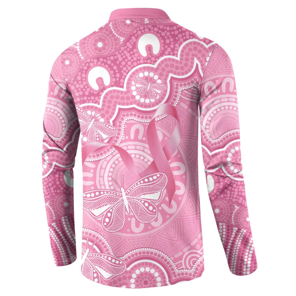 Australia Indigenous Button Sweatshirt Pink Ribbon Breast Cancer Butterfly Aboriginal - Aussie Hoodie