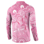 Australia Indigenous Button Sweatshirt Pink Ribbon Breast Cancer Butterfly Aboriginal - Aussie Hoodie