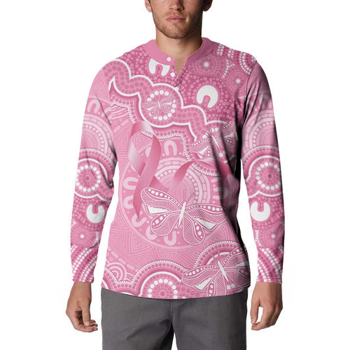 Australia Indigenous Button Sweatshirt Pink Ribbon Breast Cancer Butterfly Aboriginal - Aussie Hoodie