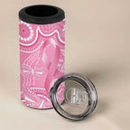 Australia Indigenous 4 in 1 Can Cooler Tumbler Pink Ribbon Breast Cancer Butterfly Aboriginal - Aussie Hoodie