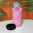 Australia Indigenous 4 in 1 Can Cooler Tumbler Pink Ribbon Breast Cancer Butterfly Aboriginal - Aussie Hoodie