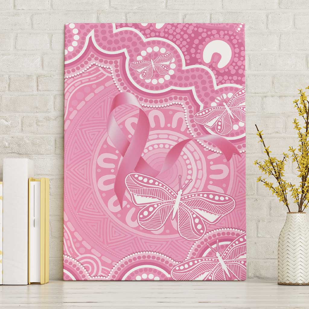 Australia Indigenous Canvas Wall Art Pink Ribbon Breast Cancer Butterfly Aboriginal - Aussie Hoodie